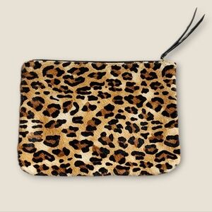 Banana Republic Leather & Calf Hair Leopard Print Clutch Bag